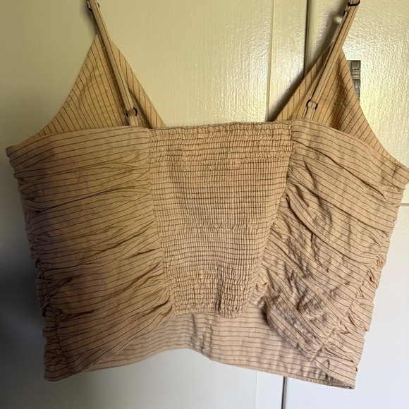 Zara Tan Pinstripes Sleeveless Crop Top Size Large - Picture 9 of 14